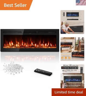 50 inch Electric Fireplace in-Wall Recessed and Wall Mounted with Remote Cont...