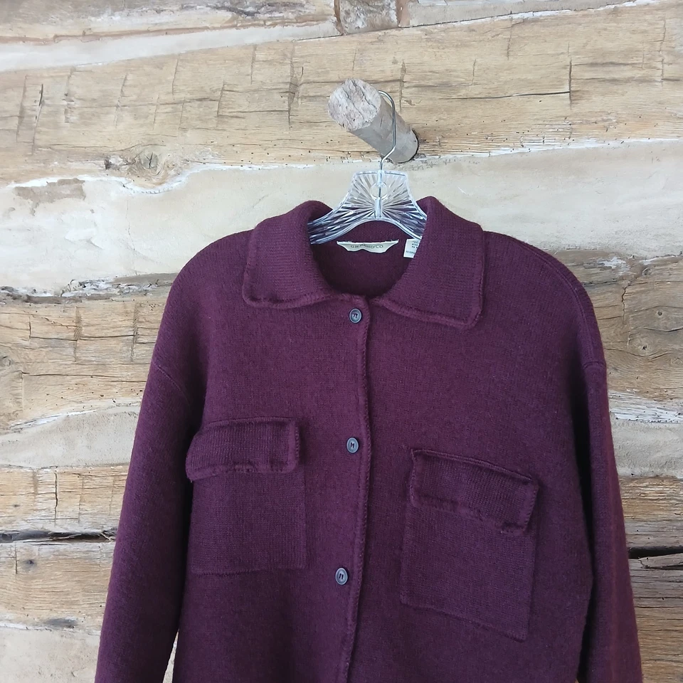 G.H. Bass & Company女式开衫毛衣领羊毛勃艮第大号 — 第 2/4 张图片