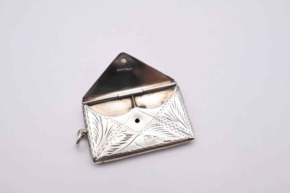 Sobre de caja de estampillas dobles de plata de ley vintage Foto 2 de 4