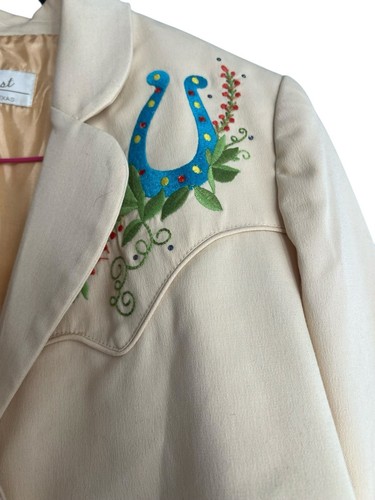Sage West Fort Worth Texas Vintage Embroidered Motif Western Jacket Med Read - Picture 3 of 11