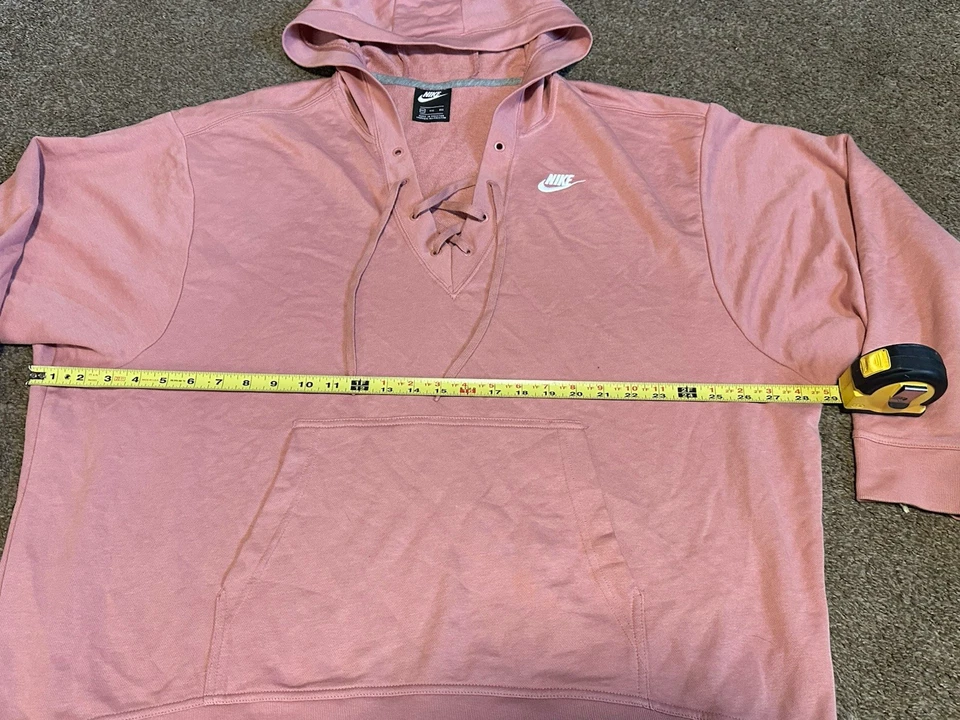 Nike Womens Lace Up Hoodie Sweatshirt Blush Pink Size XXL - Image 4 of 4