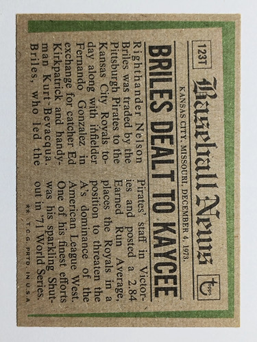 1974 Topps Traded #123T Nelson Briles (GOOD) - Picture 2 of 2