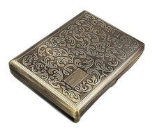 Retro Cigarette Case Victorian Style Metal Holder for Regular, Antique Brass 