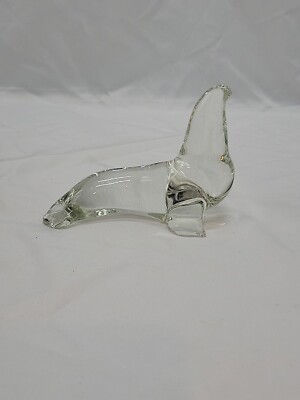 Art Glass Walrus Seal Clear Figurine Paper Weight Hand Made In Winnipeg Canada