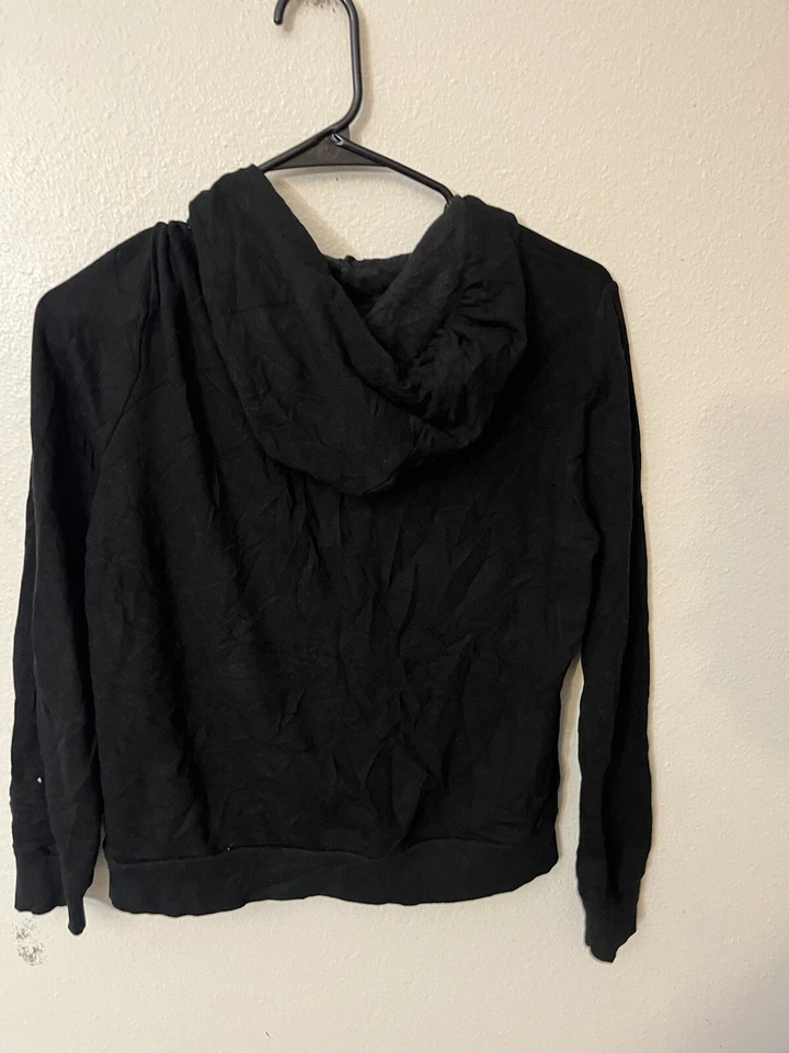 Love Express Sudadera Mujer Extra Pequeña Negra Sudadera con Capucha Cremallera Completa Causal Foto 3 de 4