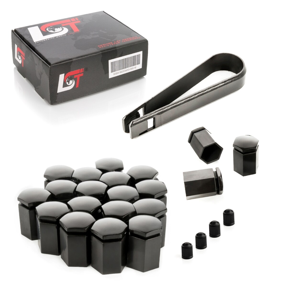 20X Caps Wheel Bolt Caps Long Black 17Mm For VW Lupo Passat