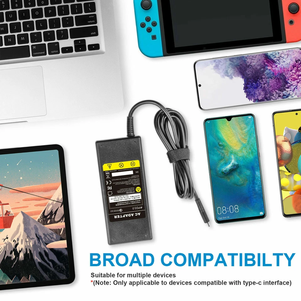 45~90W Type USB-C Super Fast Wall Charger AC adapter Laptop Power Supply Cable - Image 4 of 4