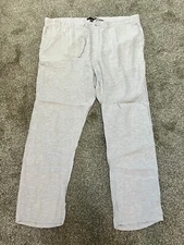 Saks Fifth Avenue Womens Linen Drawstring Pull On Pants Gray Size XXL Lagenlook