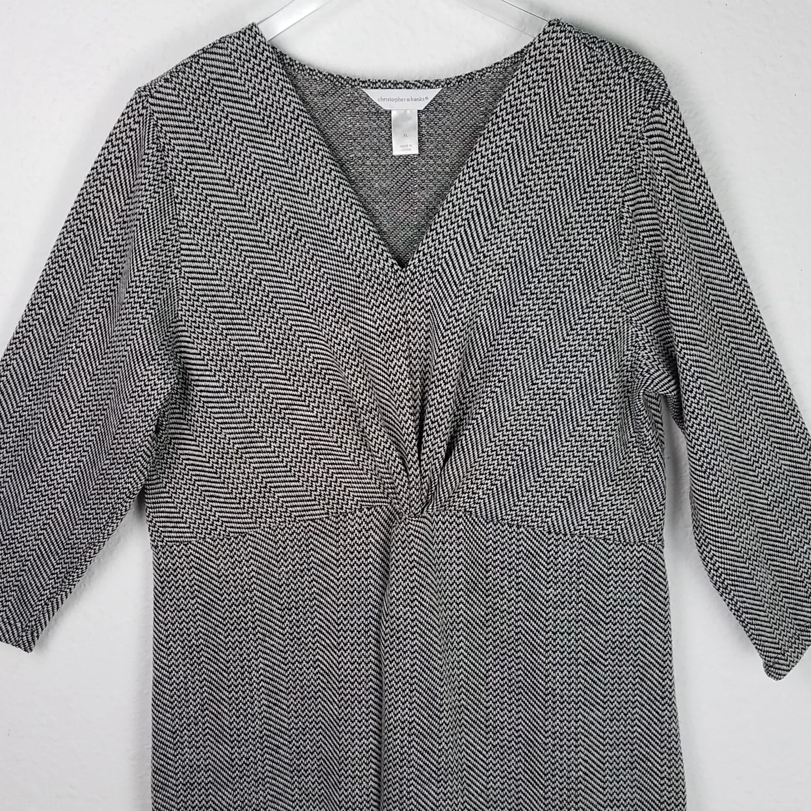 VETEMENTS Abito CHRISTOPHER&BANKS XL B N a quadri con pied de poule lunghezza ginocchio