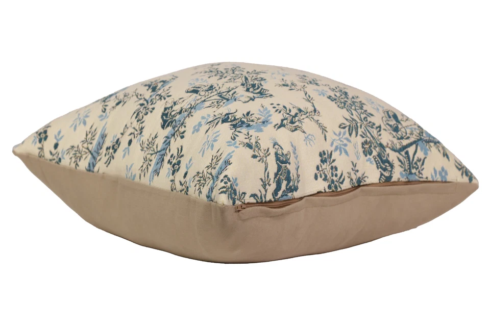 The Chinese on a Wheelbarrow Blue 19x19 in French Tapestry Cushion Cover - Image 3 of 4