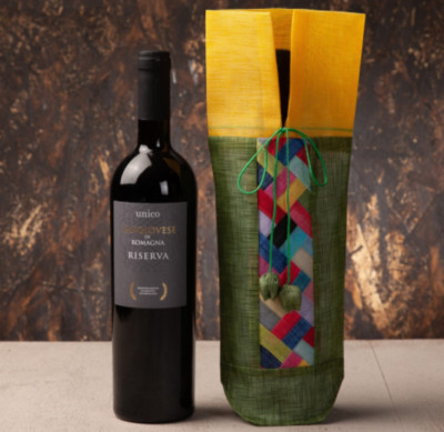 Korean Saekdong Mosi Traditional Sculpture Cloth Wine Cover (Bottle Pouch)