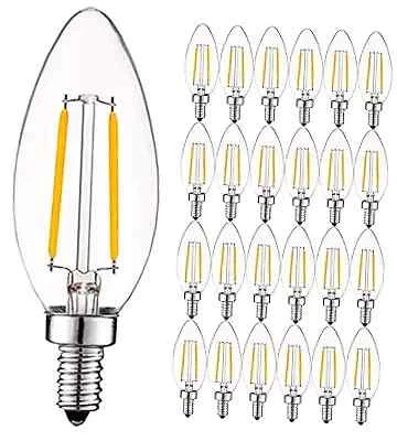 4W Vintage Candelabra LED Bulbs 24 Count Pack of 1 4000k Cool White