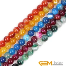 Assorted Color Banded Agate Onyx Natural Gemstone Spacer Loose Beads15"Wholesale