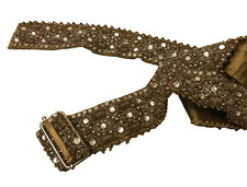 ANJAI KUMAR BEADS  RHINESTONES on satin wrap Belt HANDMADE 43 long
