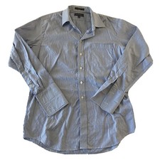 Paul Fredrick Long Sleeve Plaid Button Front Shirt Men's Size 16 34 Blue
