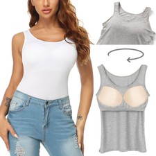 Comfort Tank Top with Shelf Bra Women Stretch Camisole Wide Strap Undershirt 