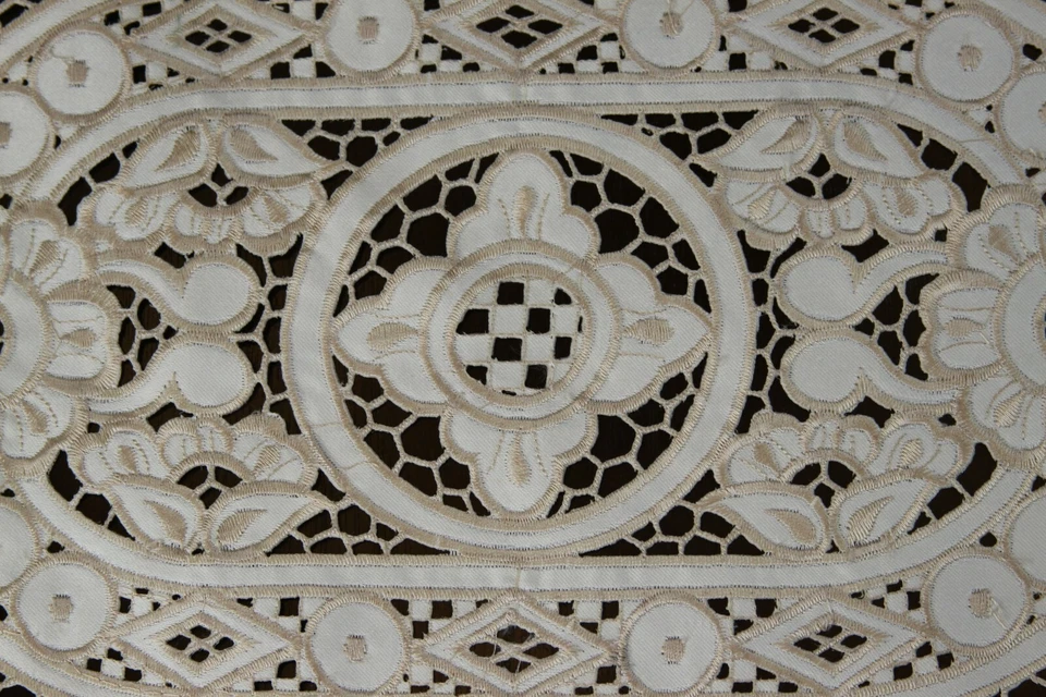 Solid White Embroidered Lace Cutwork Placemat Table Runner Wedding Party Banquet - Image 3 of 4