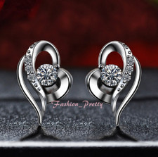 New Arrived  Pretty 1/2 Carat Cubic Zirconia Stud Earrings In Silver S925 
