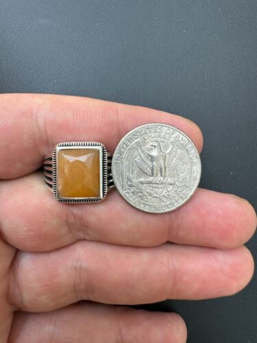 10ct Genuine Natural Yellow Sapphire Gemstone Mens Real Solid 925 Silver Ring - Picture 5 of 20