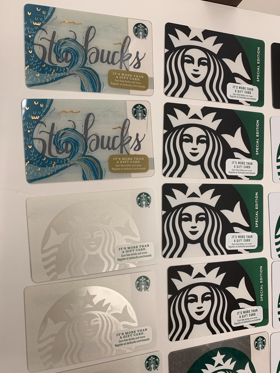 28 Starbucks Gift Cards MERMAID & COFFEE CUP SHAPED Some SPECIAL