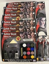 10 Halloween Makeup Packs: 6 Supervalue Kits, 2 Black Cream, Black  White Base
