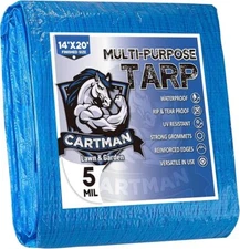CARTMAN Finished Size 14x20 Feet Blue Poly Tarp 5 Mil Thick