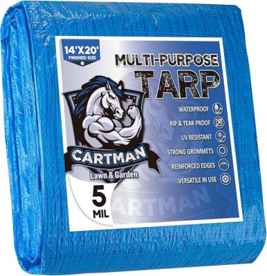 CARTMAN Finished Size 14x20 Feet Blue Poly Tarp 5 Mil Thick