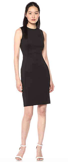 calvin klein women's scuba crepe sleeveless princess seam sheath dress