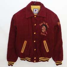 Vintage Saugus Redskins Corduroy Bomber Jacket Youth Size Large Red