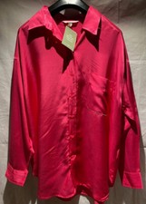 H&M himbeerrote pinke Satin Bluse Gr. M  Neu m. Etikett