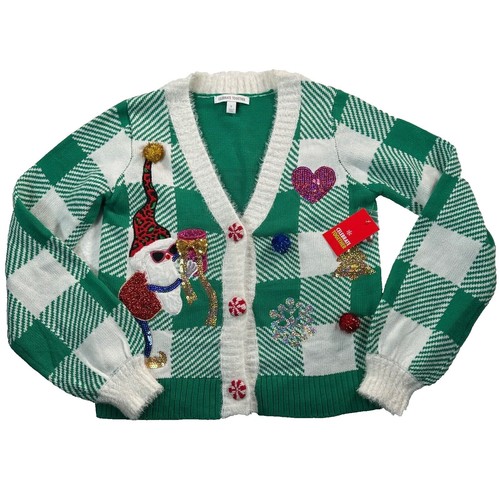 Needles Cardigan (thin) XS Mohair Yellow Plaid J0256 ARGYLE Used