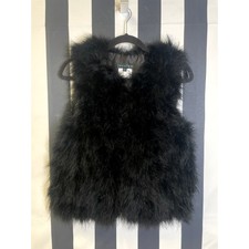 Jocelyn X Revolve Black Dyed Marabou Feather Vest Hook Front Xsmall