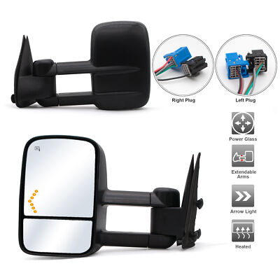 Tow Mirrors Fit 2004 2005 2006 Chevy Silverado 1500/2500 Power Heated LED Arrow