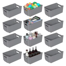 Idotry 12-Packs Plastic Storage Box Stackable Organizer Bins For Home Office
