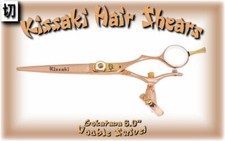 Kissaki Hair Scissors 6.0" Gokatana Rose Gold White DOUBLE SWIVEL Hair Shears
