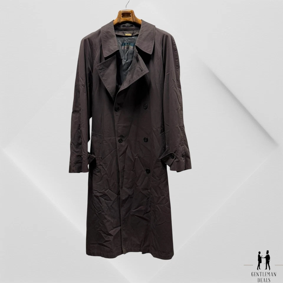 Gabardina de Colección Sanyo Doble Pecho Hecha en Japón 44 L Largo Cinturón Forrada en Lana Foto 4 de 4