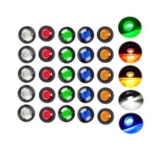 Round LED Marker Lights, 25Pcs 3/4" 3LED Trailer Side Marker Clearance Lights