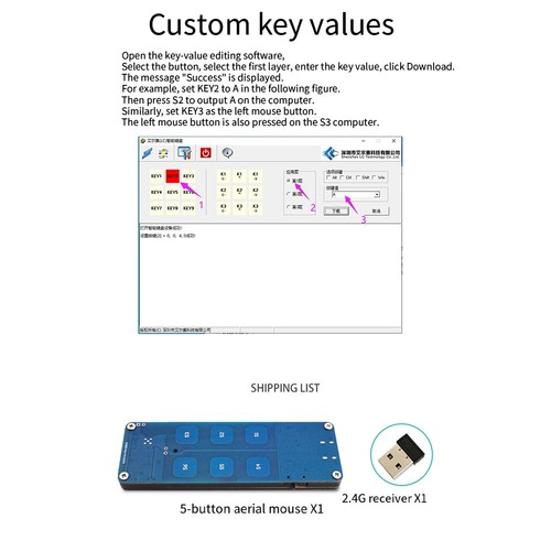 5 Tasten Air Flying Mouse Marineblau PCB Multimedia-Tasten Funktionsmodul M6Y7 - Bild 3 von 9