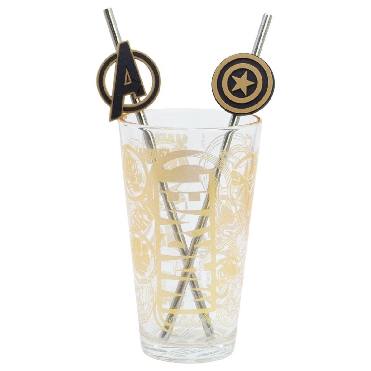 Avengers Glas 480 ml mit 2 Edelstahl Trinkhalmen 4090₽