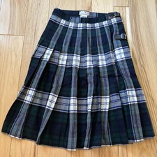 Vintage The Scotch House Wool Plaid Pleated Buckle Accent Wrap Style Skirt