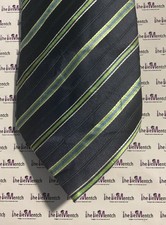 VERSA Silk Navy With Green Stripes Design Neck Tie 3.75  New Without Tags 