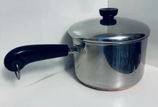 Revere Ware 1801 VTG 3 Qt Copper Bottom Stainless Sauce Pan & Lid Clinton ILL
