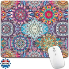 oyanx1 Mandala Mouse Pad Boho Purple Colorful Bohemian Vintage Graphic Geomet