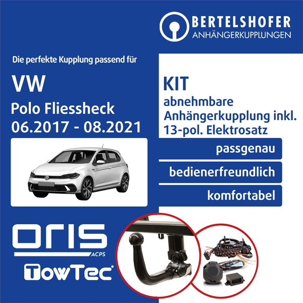 für VW Polo Fliessheck Typ AW1/BZ1 06.2017-08.2021 AHK Abn. +13Pol Sp. E-Satz-image