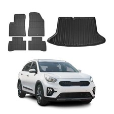 Fußmatten & Kofferraumwanne Set für Kia Niro I 2017-2022 Gummi TPE Schwarz 5x
