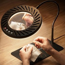 ARTDOT 10X Magnifying Glass with Light and Stand, 144 LEDs Desk Lamp with 5 C...