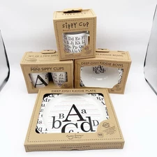 Sugarbooger Deep Dish Plate Bowl Sippy Cup Set Alphabet Theme Lot Of 4