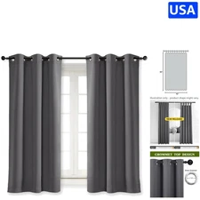 Room Darkening Grey Drapery - Luxurious Grommet Blackout Curtains, 42x63