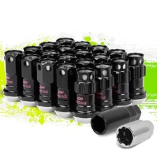 20 PCS ALUMINUM SILVER M12X1.25 22MMx45MM CLOSED-END RIM LUG+LOCK NUTS+ADAPTER