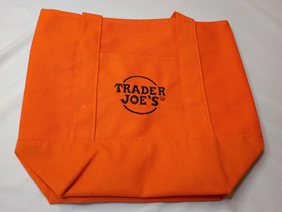 Trader Joe's Trick-or-Treat Canvas Tote Bag Orange Foldable Cotton Polyester